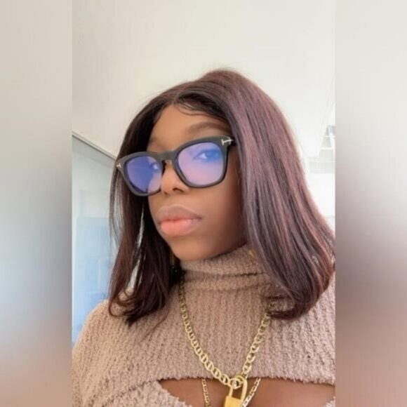 New Authentic Tom Ford Blue Light Block Square Unisex Eyeglasses FT5542-B 001 50 - Picture 1 of 12